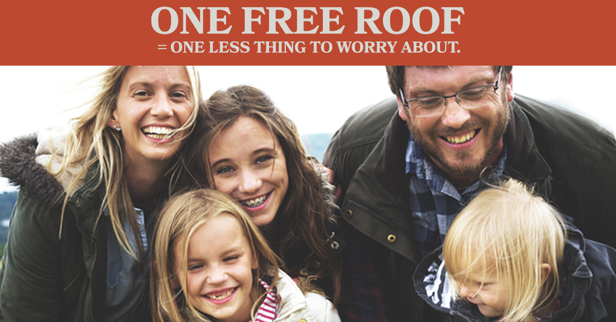 Image of flyer for No Roof Left behind project by Detroit Roofing company.