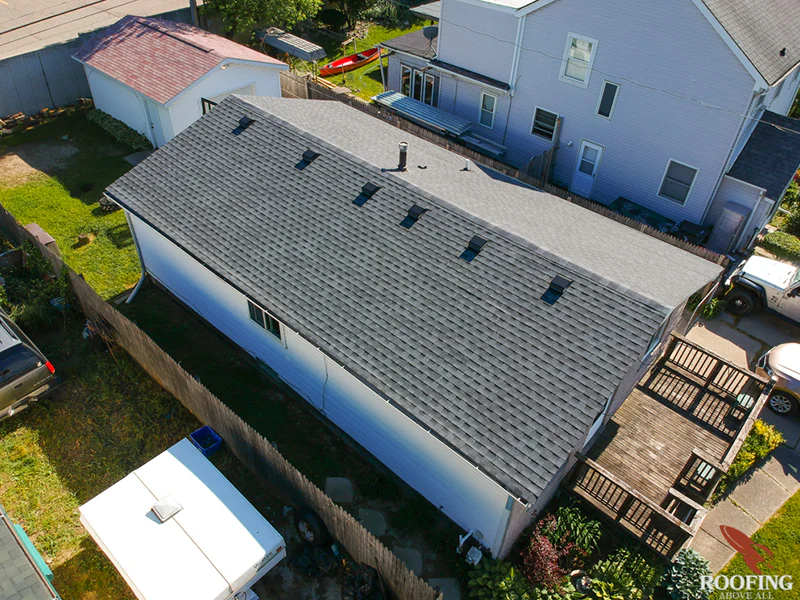 repaired roof from above