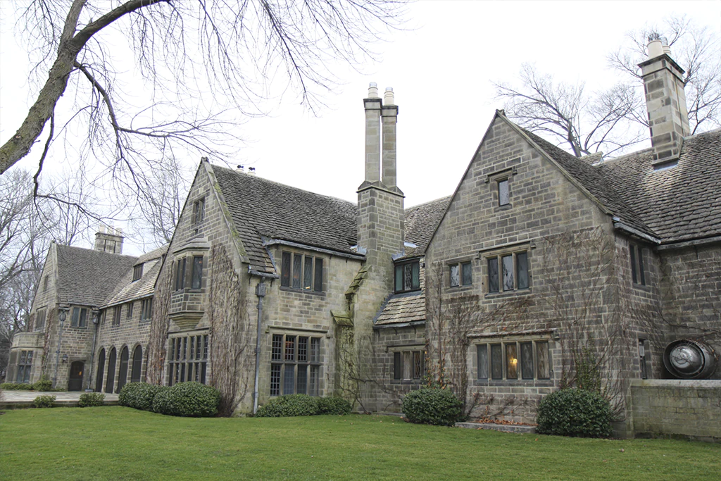 slate tiles roof on a huge house
