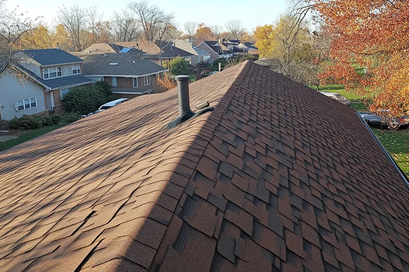 asphalt roof in autumn